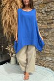 Made in Italy Pia Pillow Cotton Pocketed Dip Side Tank Mediterranean Blue /65 